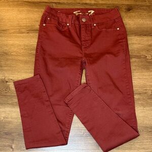 Seven 7 Tummyless High Rise Skinny Pants Fired Brick Rust Stretch Women’s 6